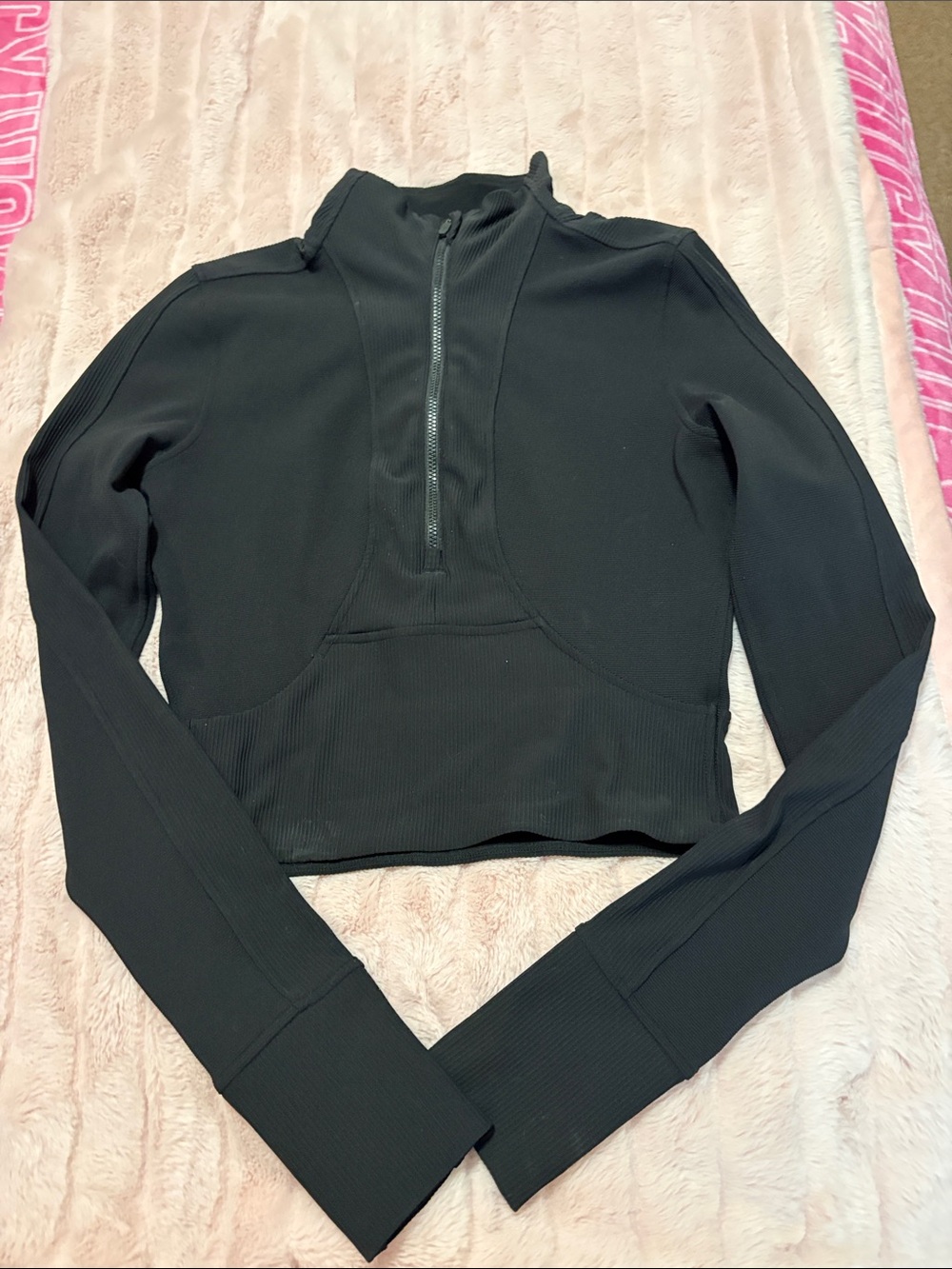 lululemon athletica Black Half-Zip Cropped Pullover